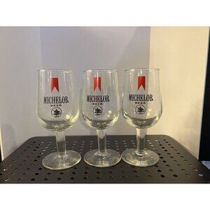 VINTAGE LOT of 3 Michelob Footed Pilsner Beer Glasses 6 1/2" Tall
